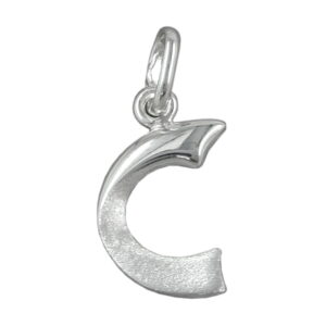 Anhänger, Buchstabe C – Silber, teilmattiert – 15x8mm