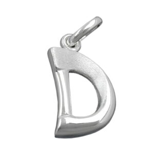 Anhänger, Buchstabe D – Silber, teilmattiert – 15x9mm