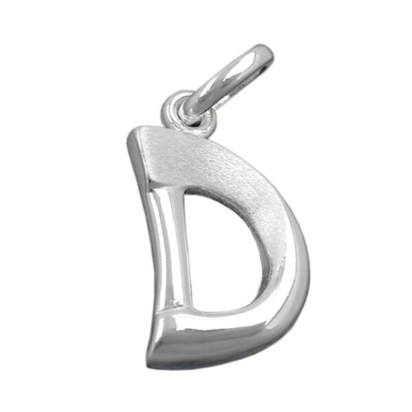 Anhänger, Buchstabe D – Silber, teilmattiert – 15x9mm
