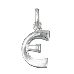 Anhänger, Buchstabe E – Silber, teilmattiert – 15x8mm