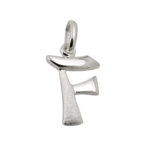 Anhänger, Buchstabe F – Silber, teilmattiert – 15x11mm