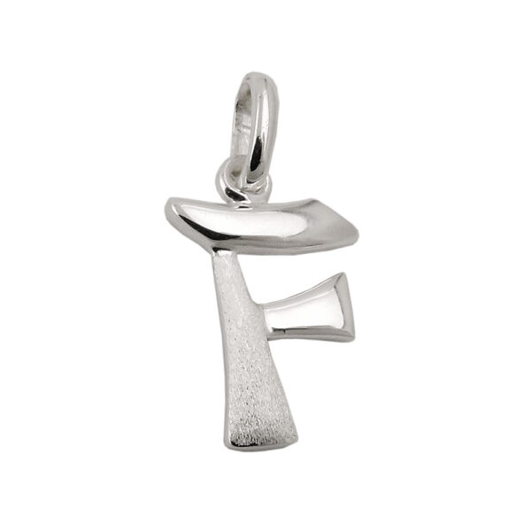 Anhänger, Buchstabe F – Silber, teilmattiert – 15x11mm
