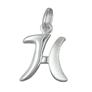 Anhänger, Buchstabe H – Silber, teilmattiert – 15x11mm