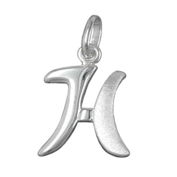 Anhänger, Buchstabe H – Silber, teilmattiert – 15x11mm