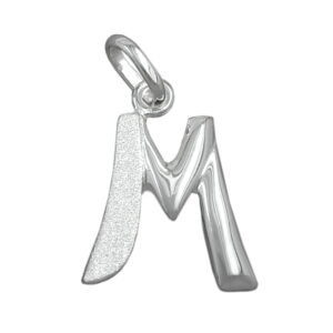 Anhänger, Buchstabe M – Silber, teilmattiert – 15x13mm