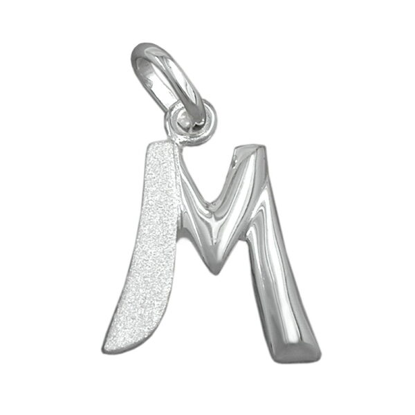 Anhänger, Buchstabe M – Silber, teilmattiert – 15x13mm