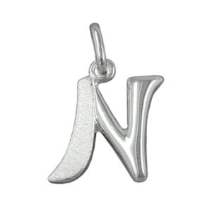 Anhänger, Buchstabe N – Silber, teilmattiert – 15x12mm