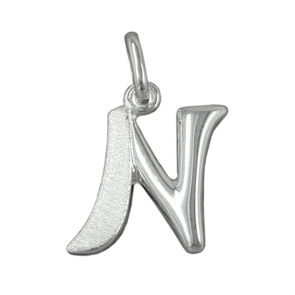 Anhänger, Buchstabe N – Silber, teilmattiert – 15x12mm