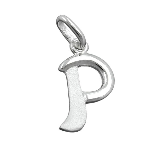 Anhänger, Buchstabe P – Silber, teilmattiert – 15x9mm