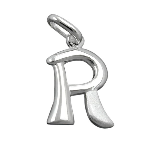 Anhänger, Buchstabe R – Silber, teilmattiert – 15x10mm