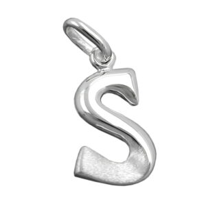 Anhänger, Buchstabe S – Silber, teilmattiert – 15x9mm