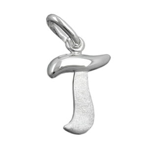 Anhänger, Buchstabe T – Silber, teilmattiert – 15x11mm