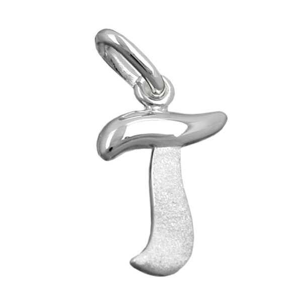 Anhänger, Buchstabe T – Silber, teilmattiert – 15x11mm