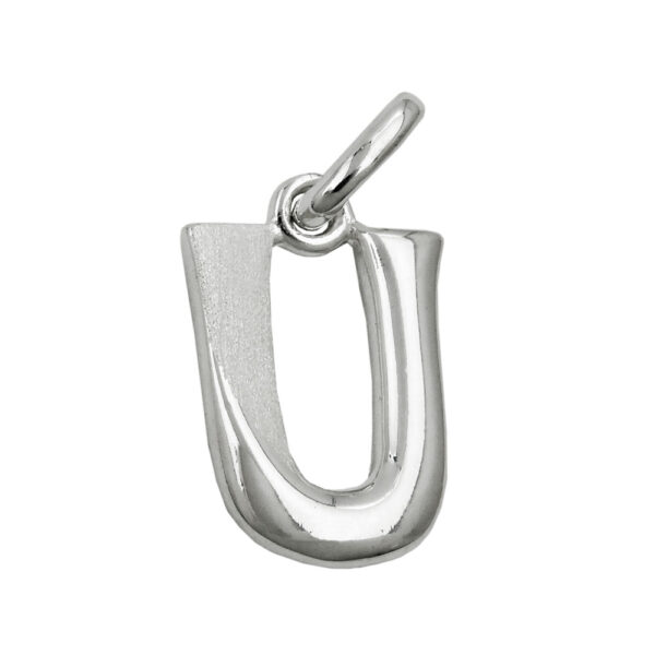 Anhänger, Buchstabe U – Silber, teilmattiert – 15x9mm