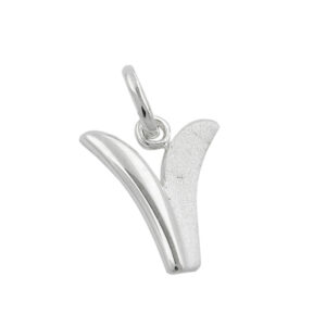 Anhänger, Buchstabe V – Silber, teilmattiert – 15x11mm