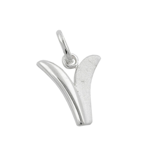 Anhänger, Buchstabe V – Silber, teilmattiert – 15x11mm