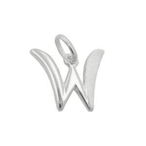 Anhänger, Buchstabe W – Silber, teilmattiert – 15x14mm