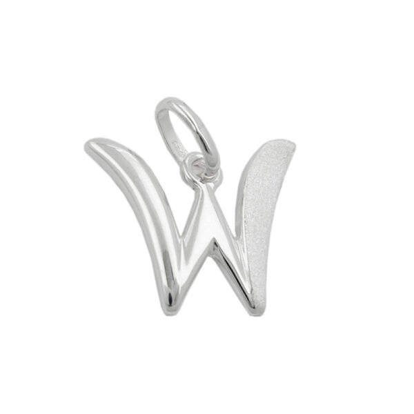 Anhänger, Buchstabe W – Silber, teilmattiert – 15x14mm