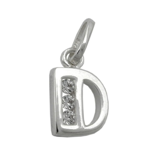 Anhänger, Buchstabe D – Silber, Zirkonia – 8x7mm