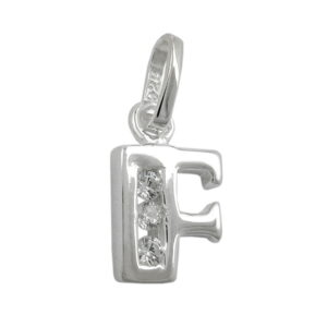 Anhänger, Buchstabe F – Silber, Zirkonia – 8x7mm