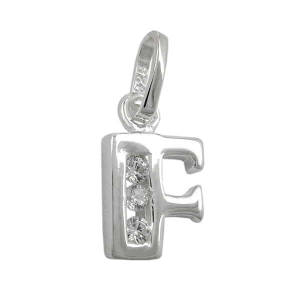 Anhänger, Buchstabe F – Silber, Zirkonia – 8x7mm
