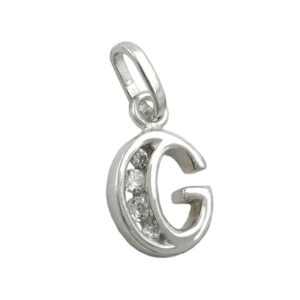 Anhänger, Buchstabe G – Silber, Zirkonia, glänzend – 8x7mm