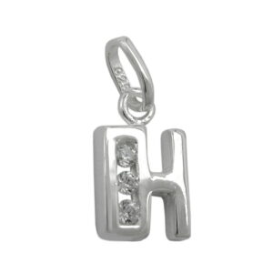 Anhänger, Buchstabe H – Silber, Zirkonia – 8x7mm