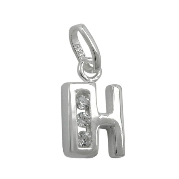 Anhänger, Buchstabe H – Silber, Zirkonia – 8x7mm