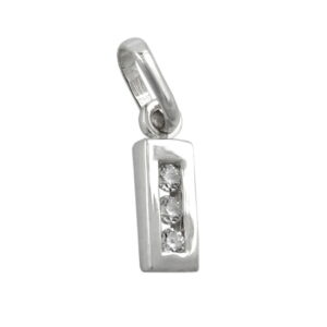 Anhänger, Buchstabe I – Silber, Zirkonia – 8x3mm