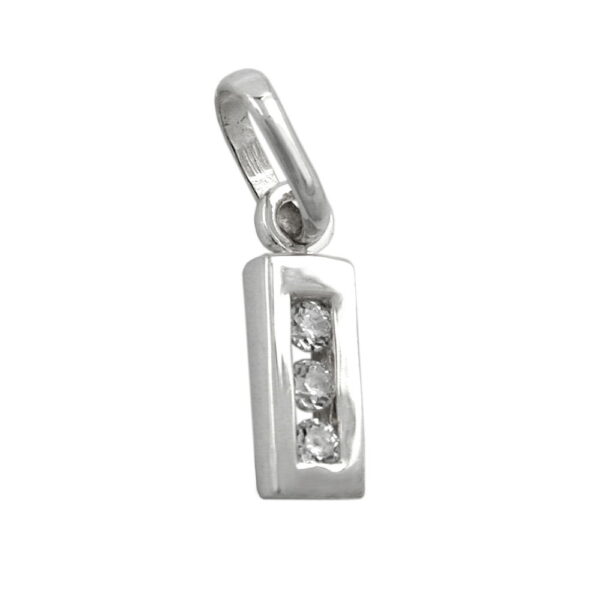 Anhänger, Buchstabe I – Silber, Zirkonia – 8x3mm