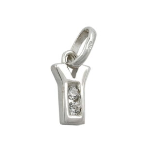Anhänger, Buchstabe Y – Silber, Glänzend, Zirkonia – 8x5mm