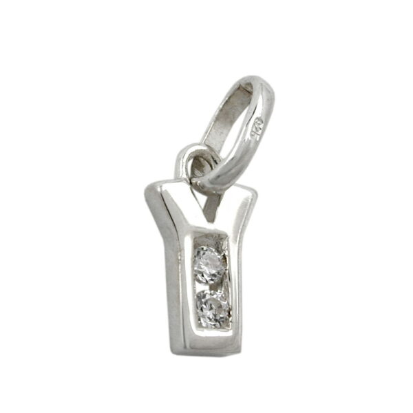 Anhänger, Buchstabe Y – Silber, Glänzend, Zirkonia – 8x5mm