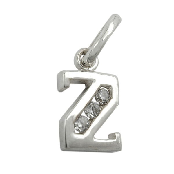 Anhänger, Buchstabe Z – Silber, Zirkonia, glänzend – 8x7mm