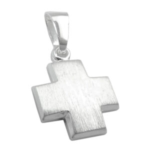 Anhänger, Kreuz – Silber, Mattiert – 11x11mm
