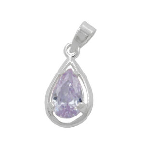 Anhänger, Tropfen – Silber, Lavendel Zirkonia – 14x8mm
