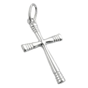Anhänger, Kreuz – Silber, Glänzend, Geringelte Enden – 24x14mm