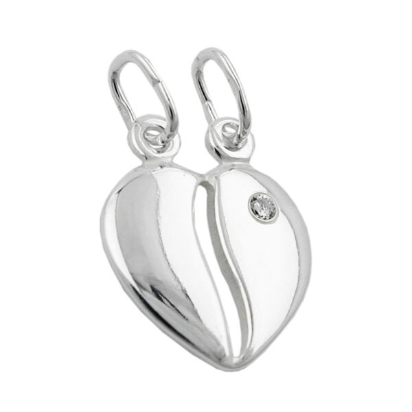 Anhänger, Herz – Silber, Zirkonia – 14x11mm