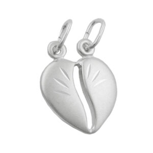 Anhänger, Herz – Silber, matt – 14x12mm