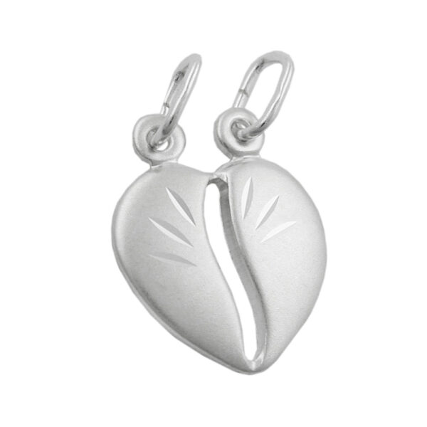 Anhänger, Herz – Silber, matt – 14x12mm
