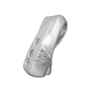 Anhänger, Flächig – Silber, Mattiert, Zirkonia – 20x9mm
