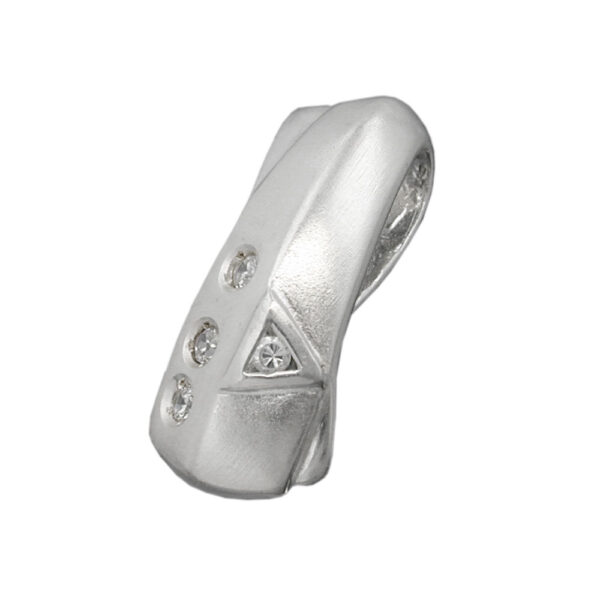 Anhänger, Flächig – Silber, Mattiert, Zirkonia – 20x9mm
