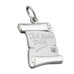Anhänger, Schriftrolle – Silber, Zirkonia – 21x14mm