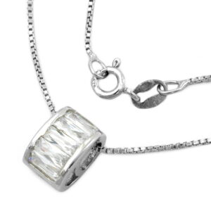 Kette, Oval – Silber, Zirkonia, Rhodiniert – 42cm