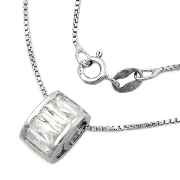 Kette, Oval – Silber, Zirkonia, Rhodiniert – 42cm