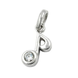 Anhänger, Achtelnote – Silber, Zirkonia – 11x5mm