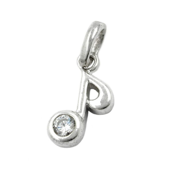 Anhänger, Achtelnote – Silber, Zirkonia – 11x5mm