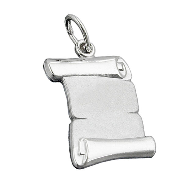 Anhänger, Dokumentenrolle – Silber, Matt Glänzend – 20x14mm