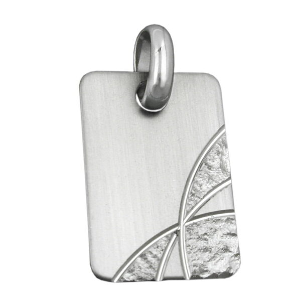 Anhänger, Gravurplatte – Silber, matt-diamantiert – 24x16mm