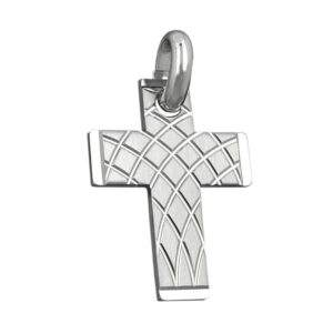 Anhänger, Kreuz – Silber, rhodiniert, matt – 28x20mm