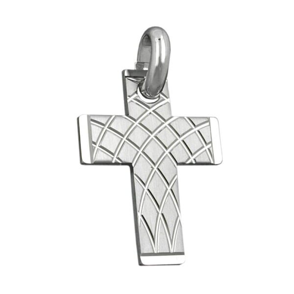 Anhänger, Kreuz – Silber, rhodiniert, matt – 28x20mm